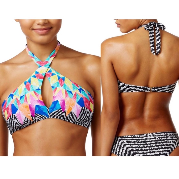 crossover halter bikini top